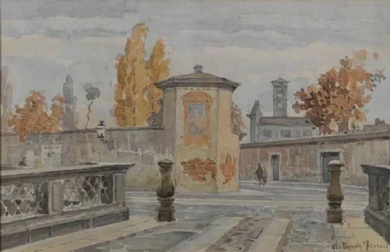 Angolo di via S. Barnaba e via Francesco Sforza nel 1896 - Civiche Raccolte Storiche. Museo di Milano